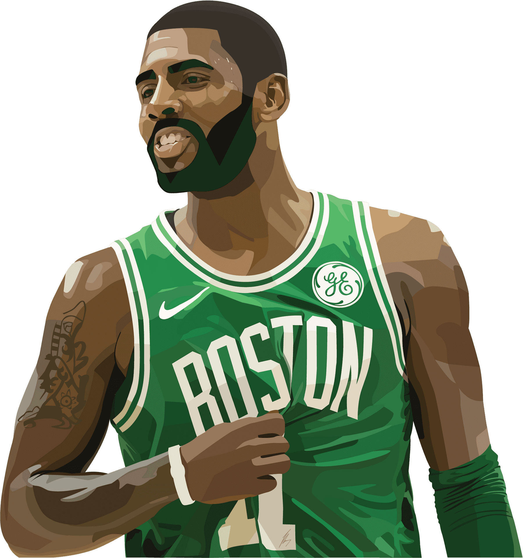 Boston Basketball Player Illustration PNG Image