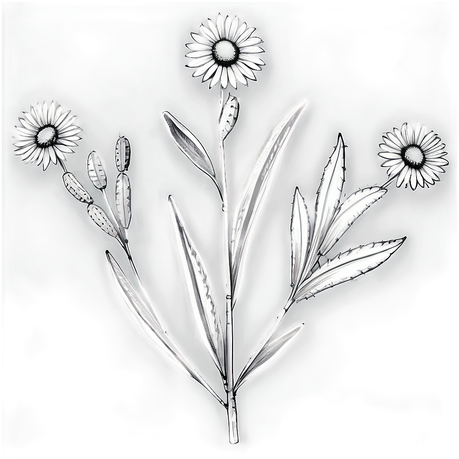 Botanical Black And White Png Opf PNG Image