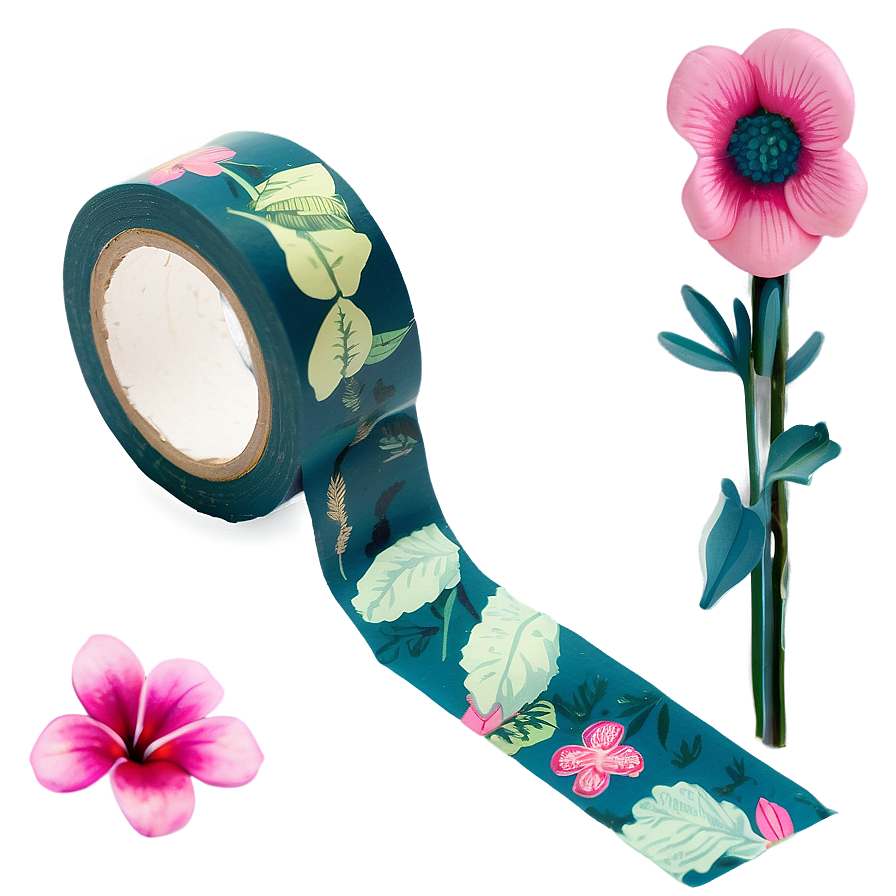 Botanical Washi Tape Aesthetic Png 5 PNG Image