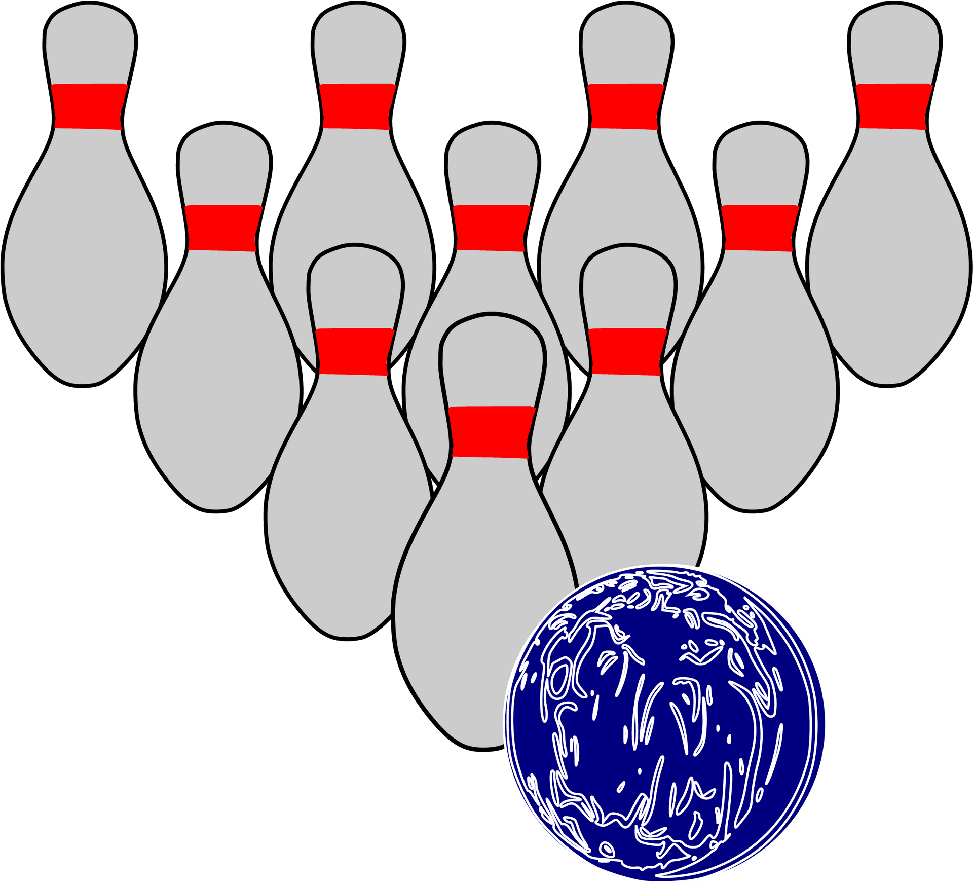 Bowling Pinsand Ball Illustration PNG Image