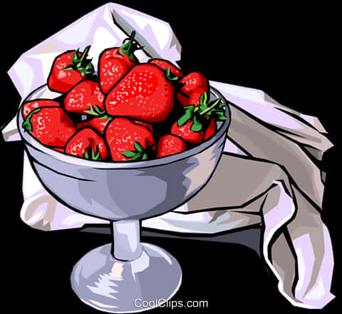 Bowlof Strawberries Illustration PNG Image