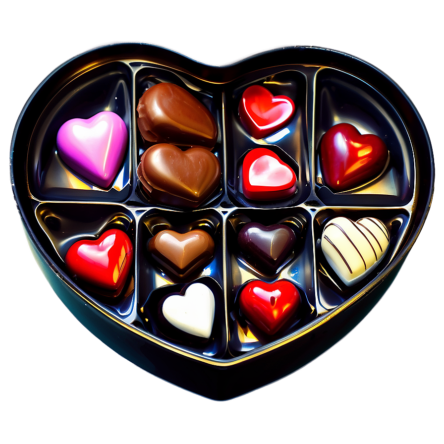 Box Of Chocolate Hearts Png Mjd PNG Image