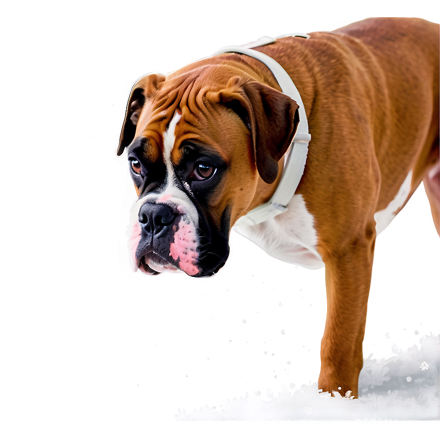 Boxer Dog In Snow Png Ciy PNG Image