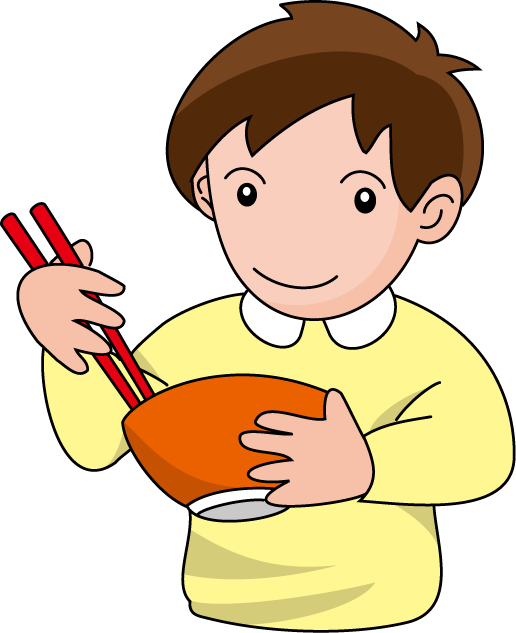 Boy Holding Chopsticksand Bowl PNG Image