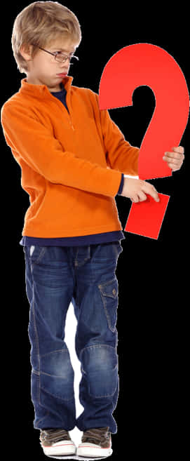 Boy Holding Question Mark PNG Image