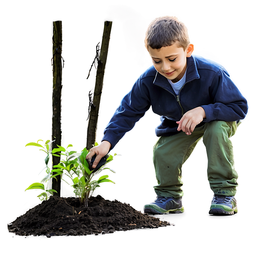 Boy Planting Tree Png Ltt PNG Image