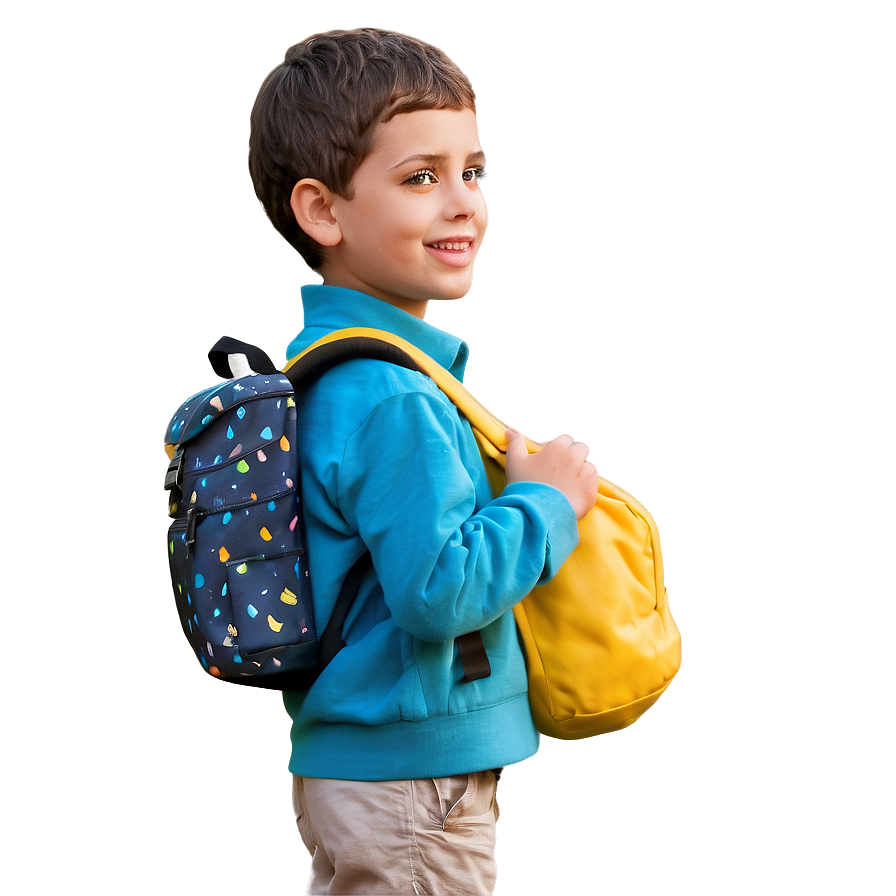 Boy With Backpack Png Oru PNG Image