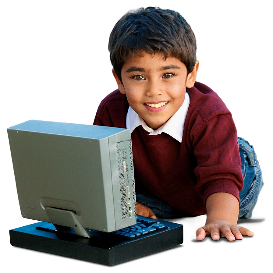 Boy With Computer Png Uys PNG Image