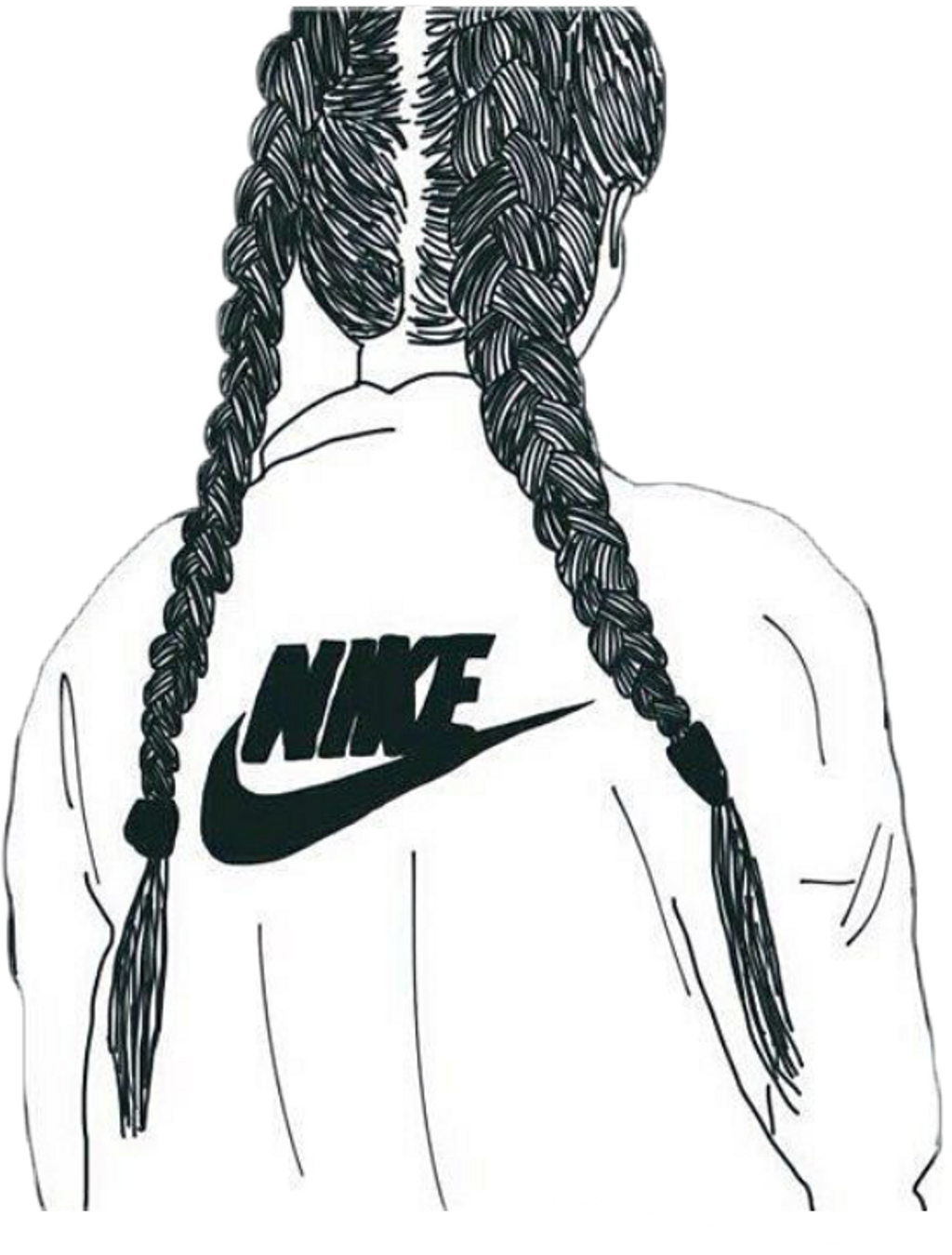 Braided Hair Nike Logo Illusion PNG Image