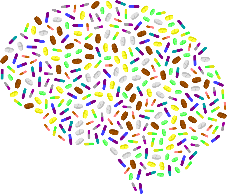 Brain Shaped Pill Mosaic PNG Image