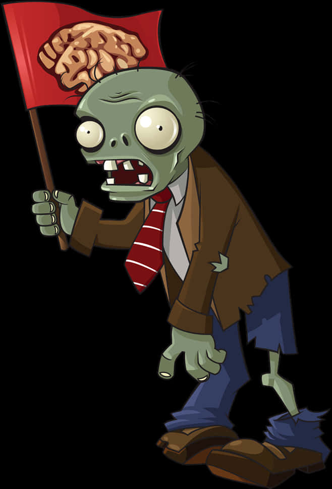 Brainy Zombie Cartoon Character PNG Image