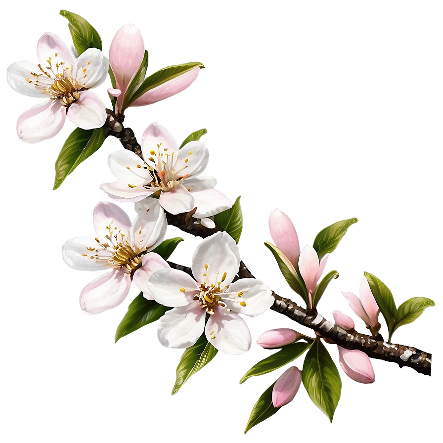 Branch With Almond Blossoms Png 2 PNG Image