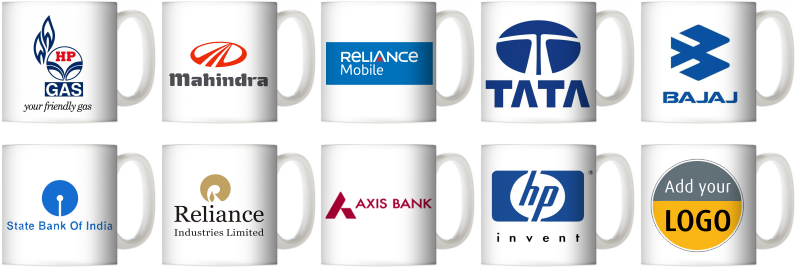 Branded Coffee Mugs Collection PNG Image