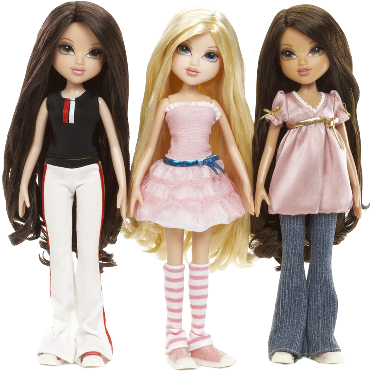 Bratz Dolls Trio Fashion Pose PNG Image