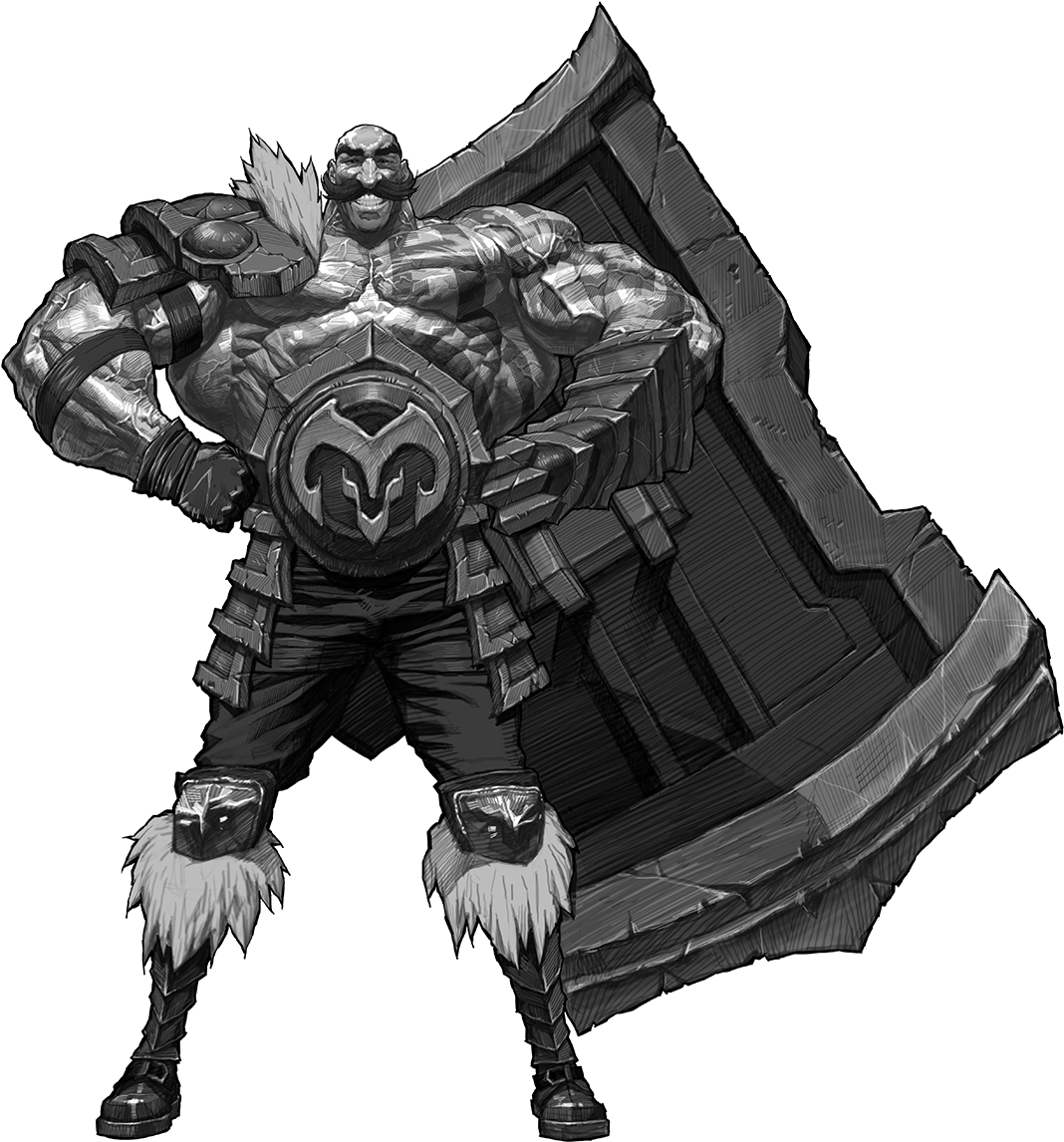 Braum Blackand White Sketch PNG Image