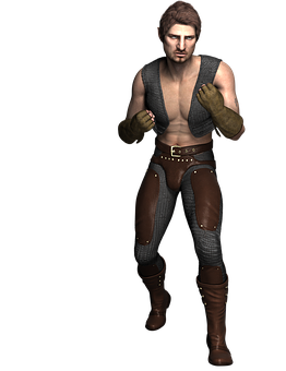 Brawler Character3 D Model PNG Image