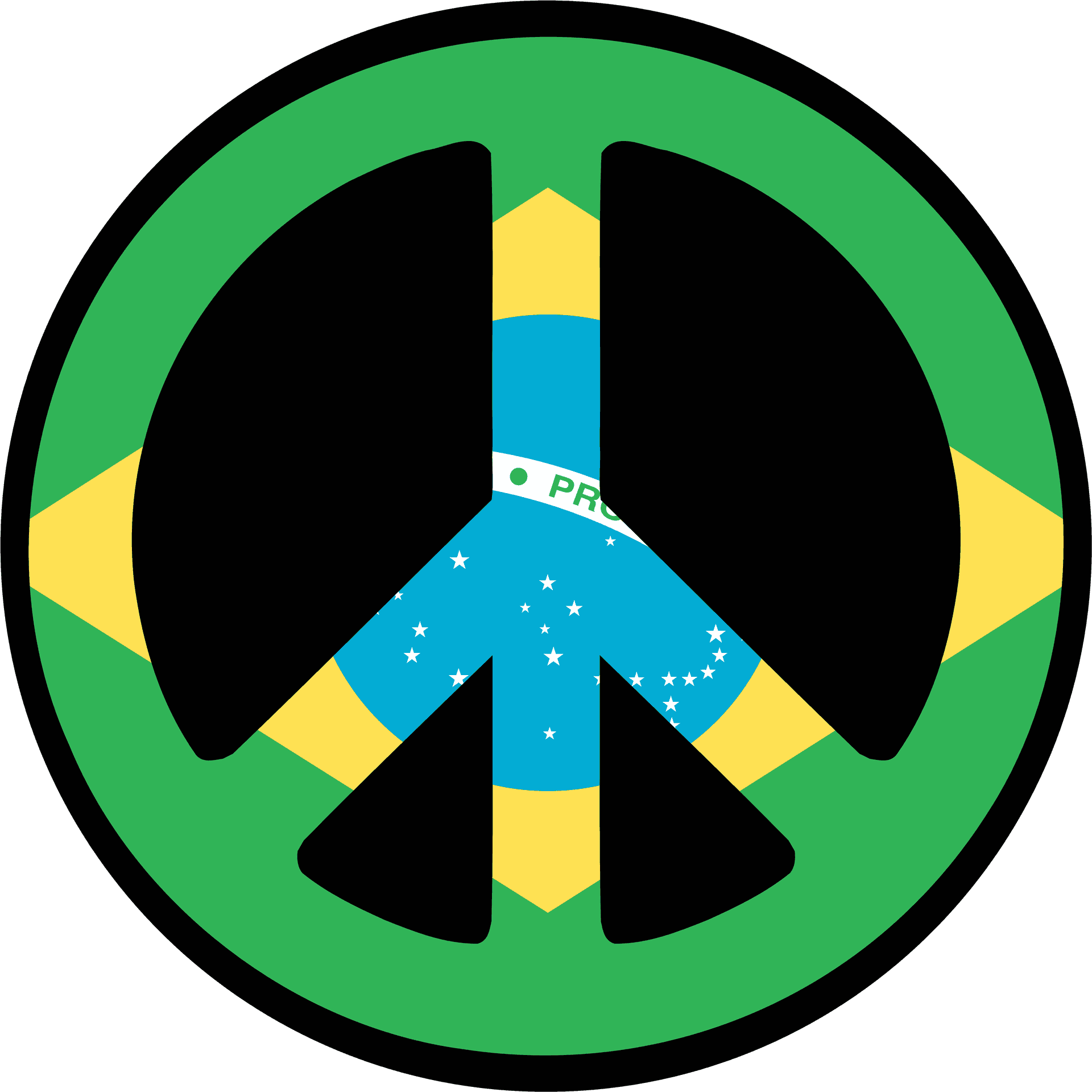 Brazil Peace Symbolwith Flag Colors PNG Image