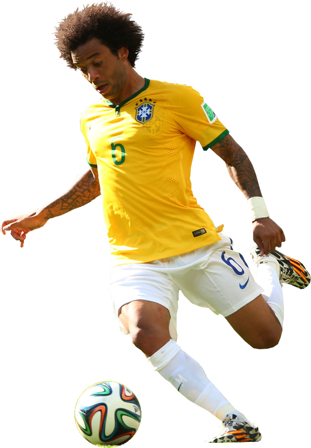 Brazilian Football Player Controling Ball PNG Image