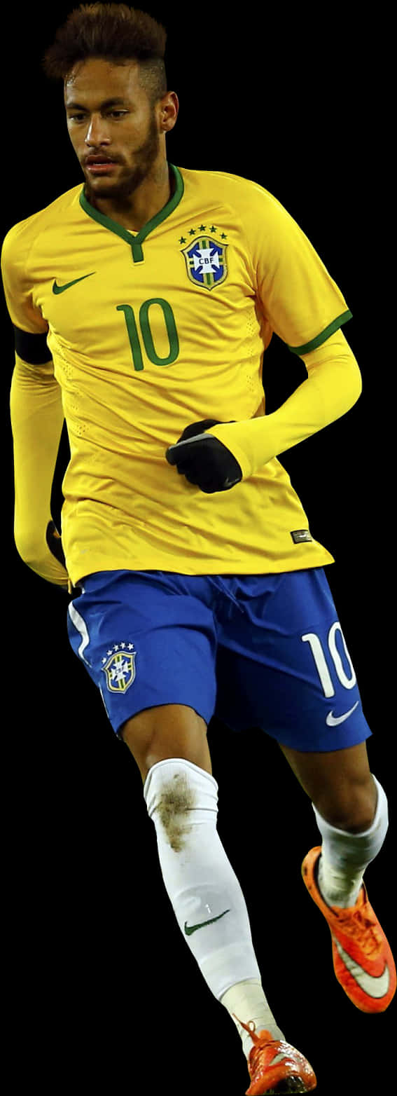 Brazilian Soccer Playerin Action PNG Image