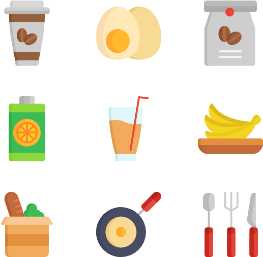 Breakfast Items Vector Illustration PNG Image