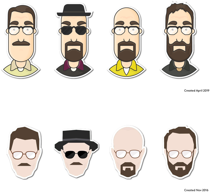 Breaking Bad Character Evolution Illustrations PNG Image