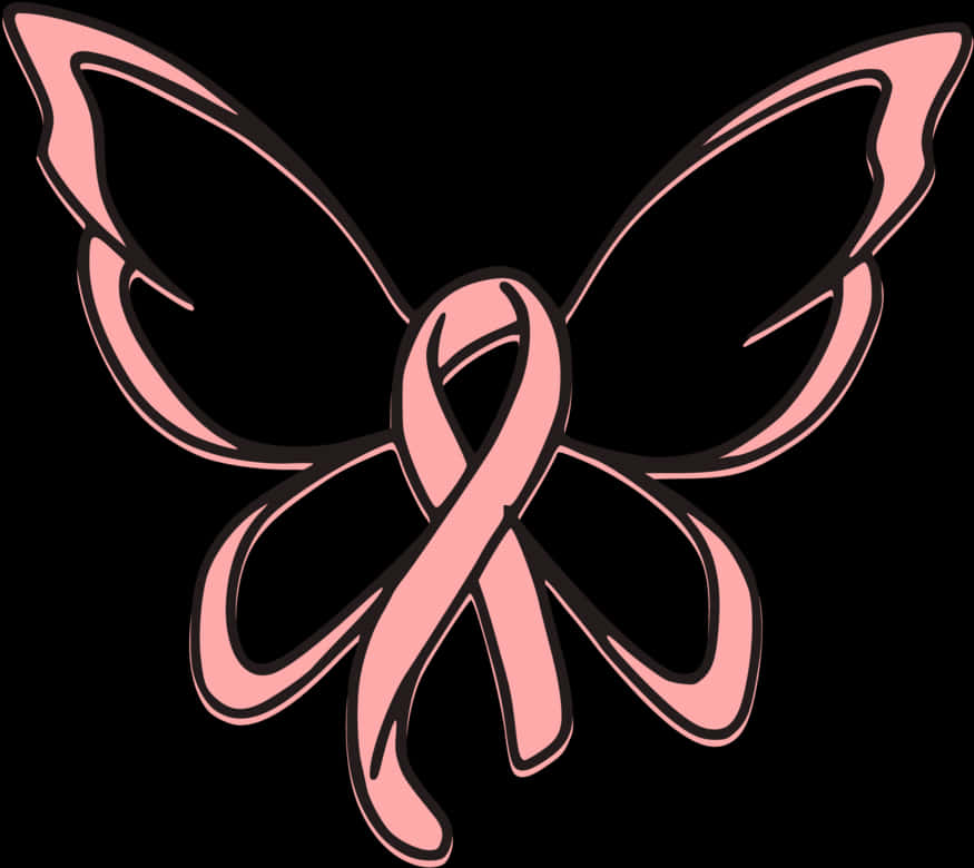 Breast Cancer Awareness Butterfly Ribbon PNG Image