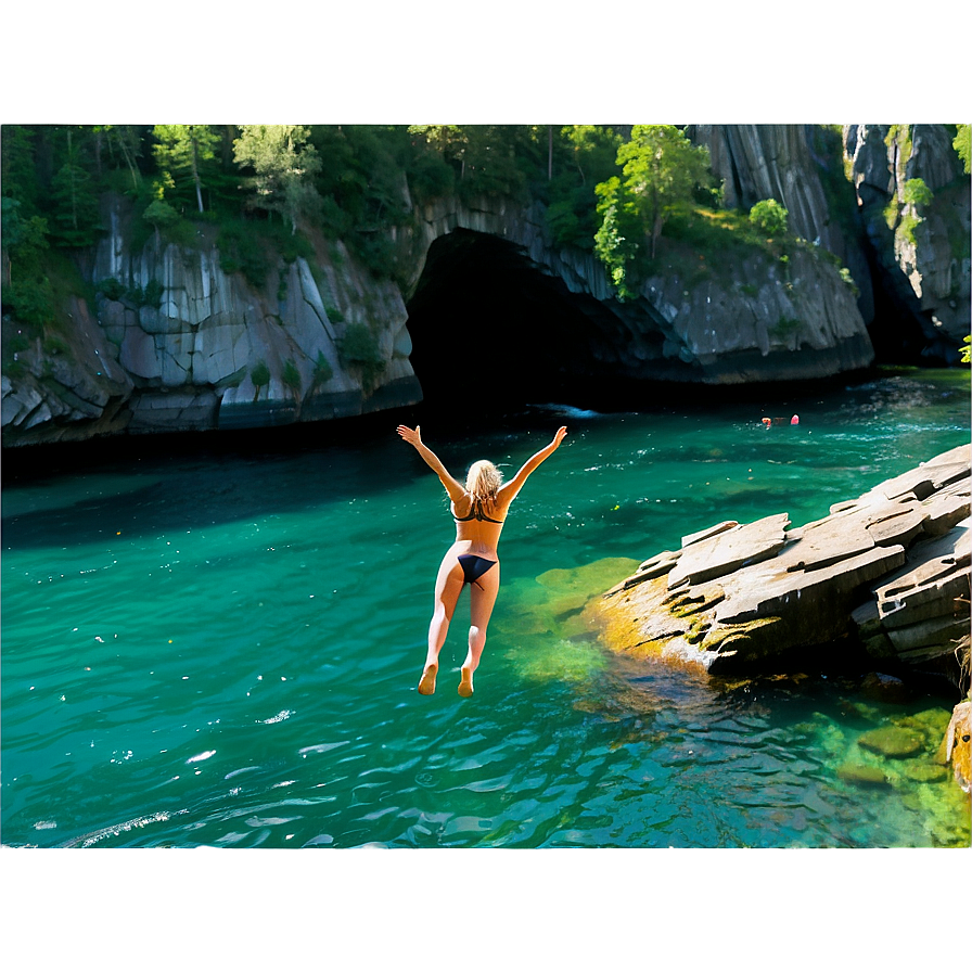 Breathtaking Summer Cliff Dive Png Imp PNG Image