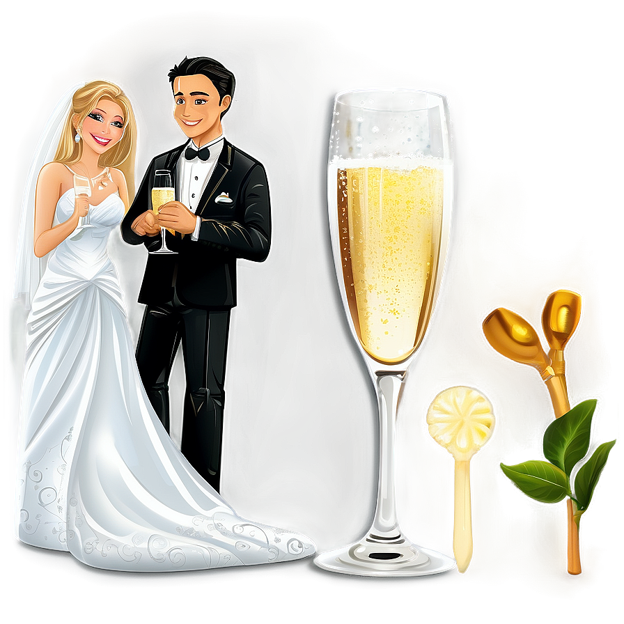 Bride And Groom Champagne Toast Png 06262024 PNG Image