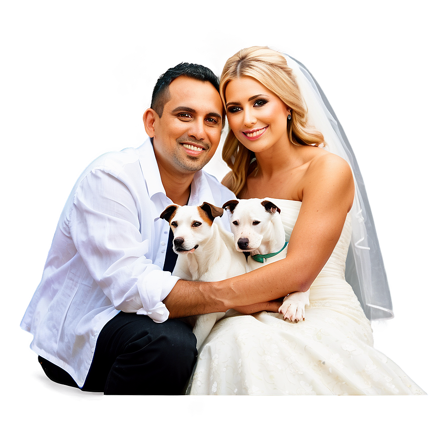 Bride And Groom With Pets Png 06262024 PNG Image