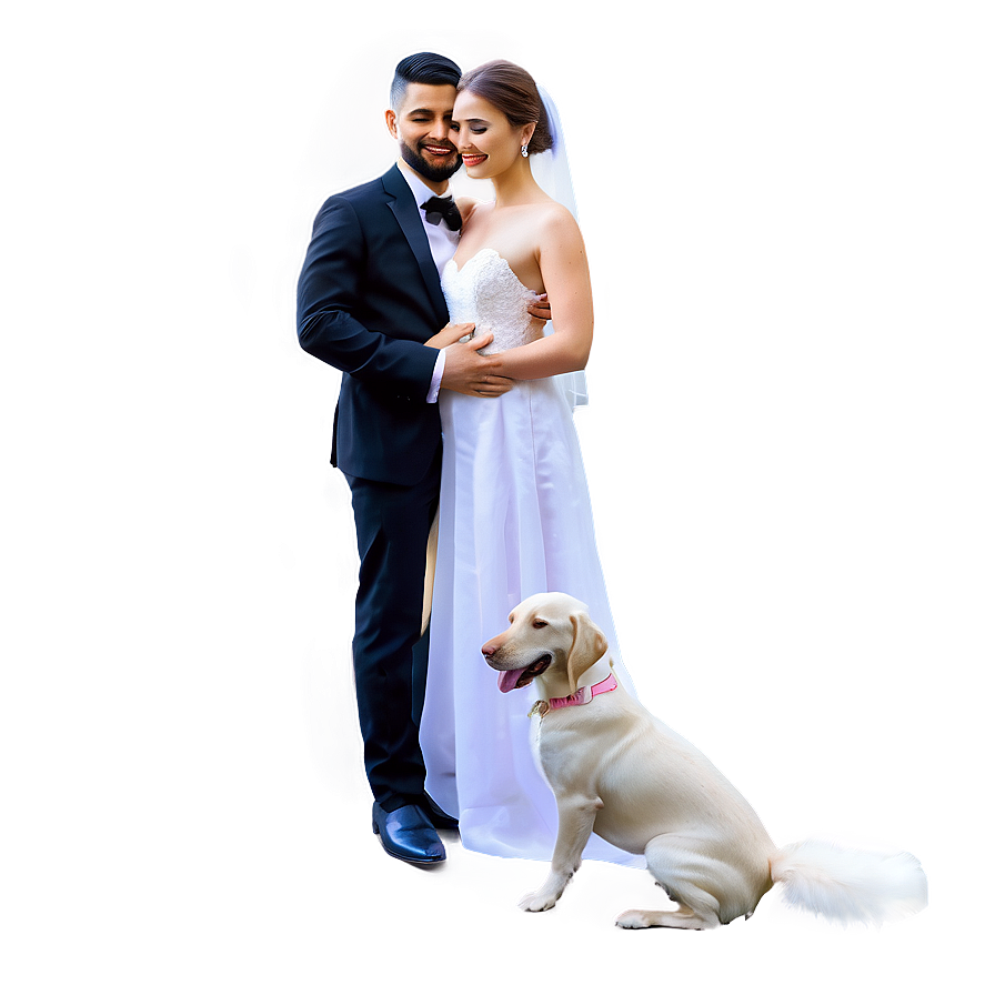 Bride And Groom With Pets Png Rhm3 PNG Image