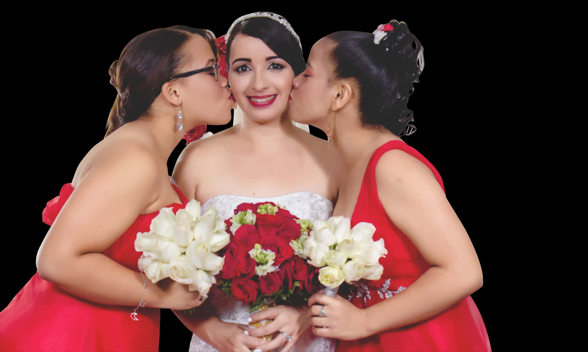 Brideand Bridesmaids Affection PNG Image