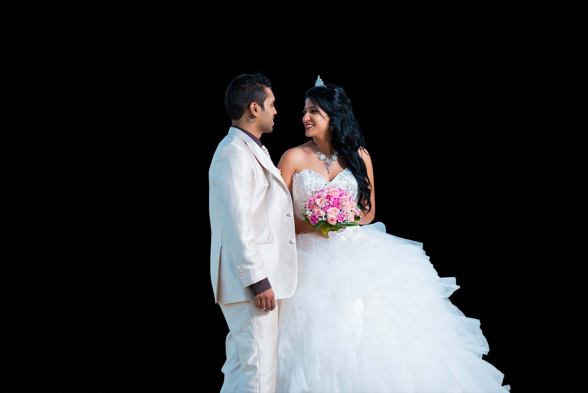 Brideand Groom Adoring Glance PNG Image