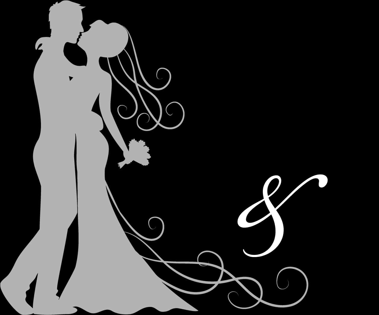 Brideand Groom Silhouette PNG Image