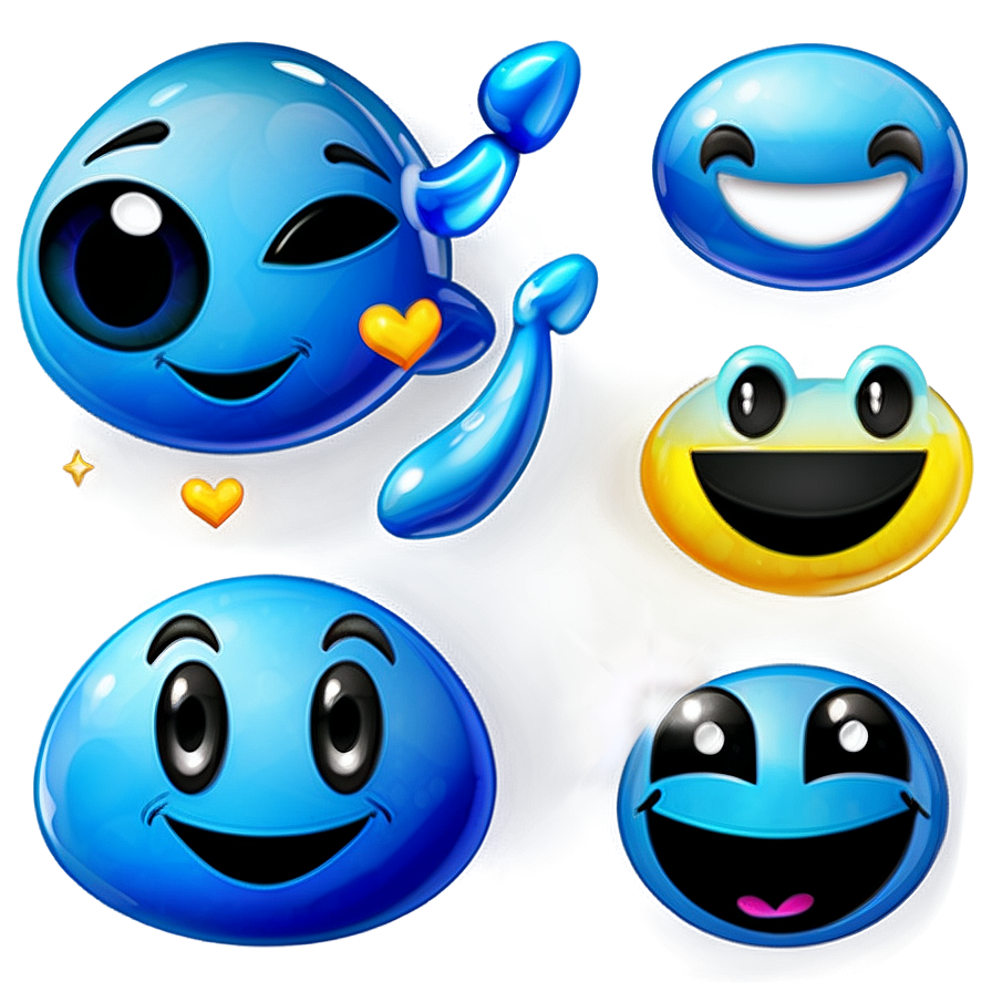 Bright Blue Emojis Png Compilation 06282024 PNG Image