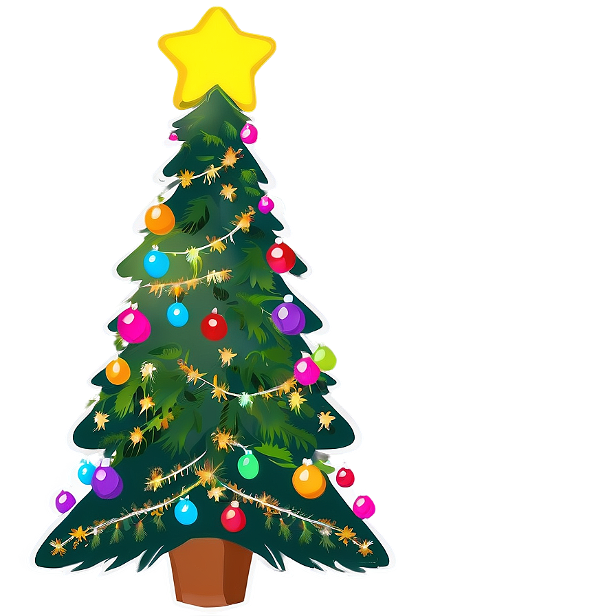 Bright Cute Christmas Tree Png Sqt PNG Image