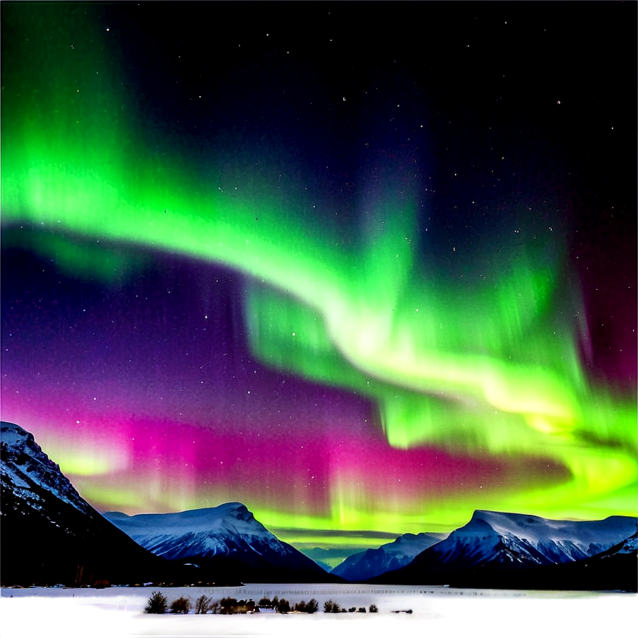 Bright Northern Lights Landscape Png Xtk PNG Image