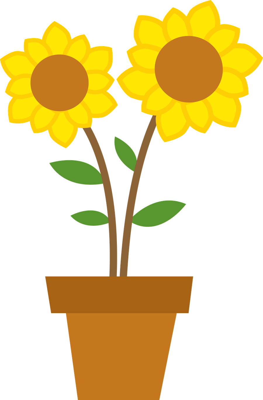 Bright Sunflowersin Pot Clipart PNG Image