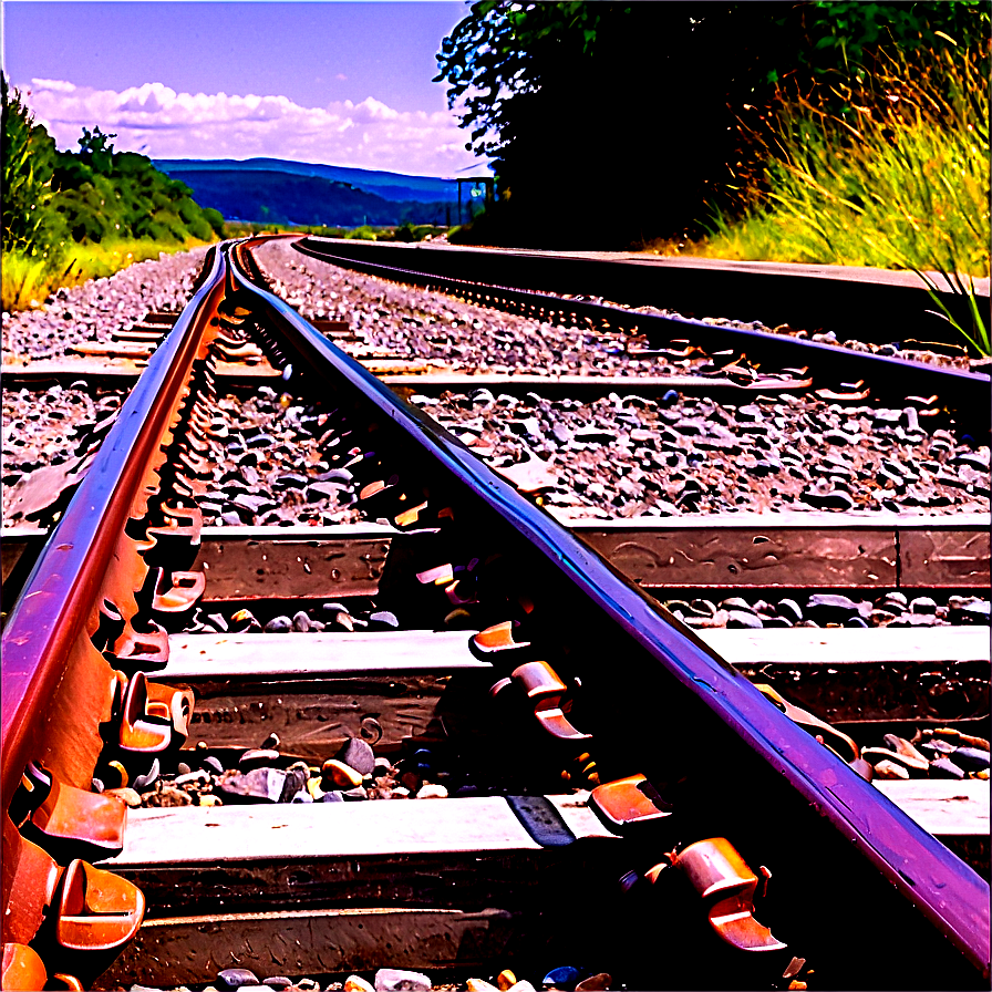 Bright Sunny Day Railroad Tracks Png 19 PNG Image