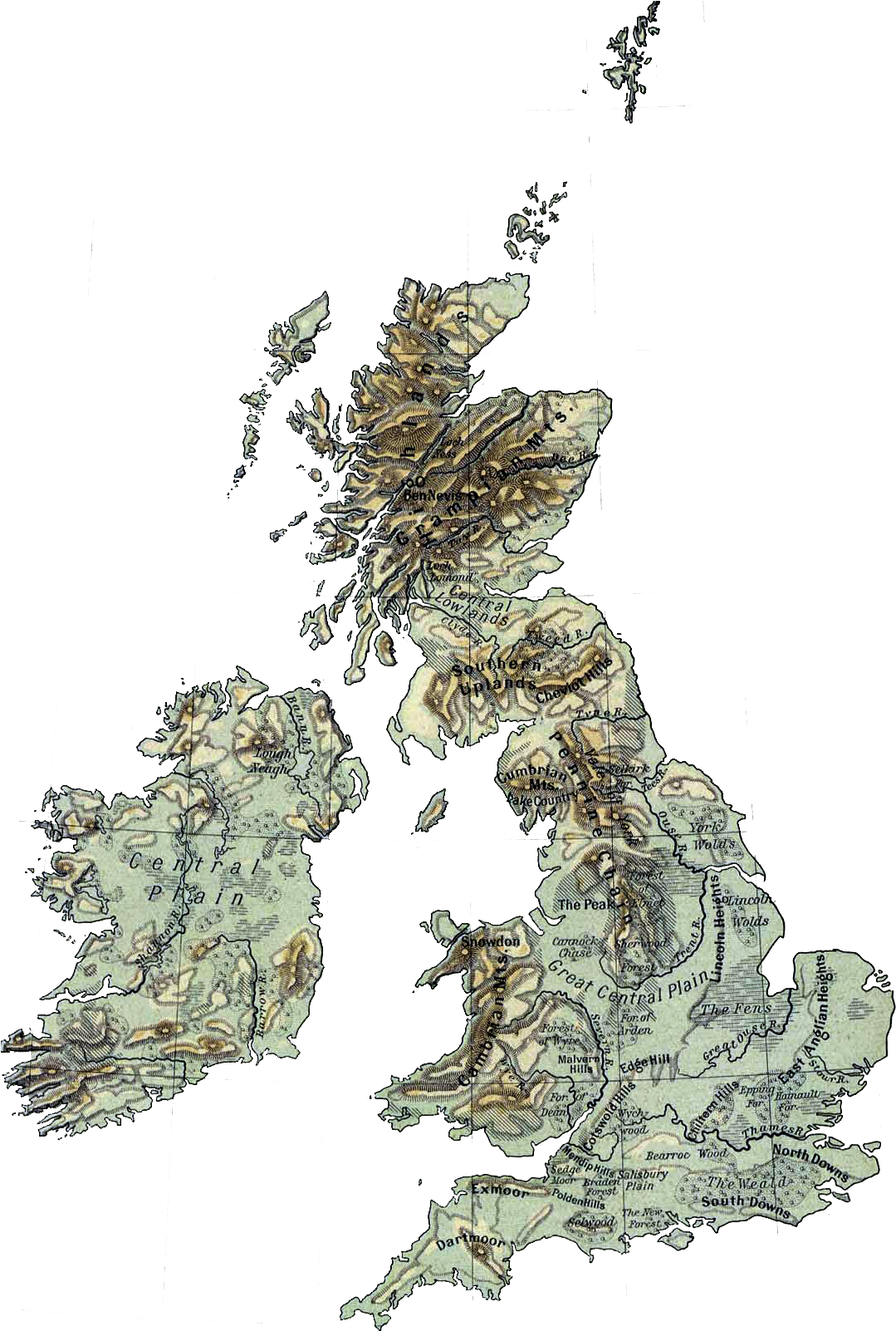 British Isles Topographic Map PNG Image