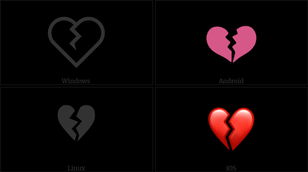 Broken Heart Icons Different Operating Systems PNG Image