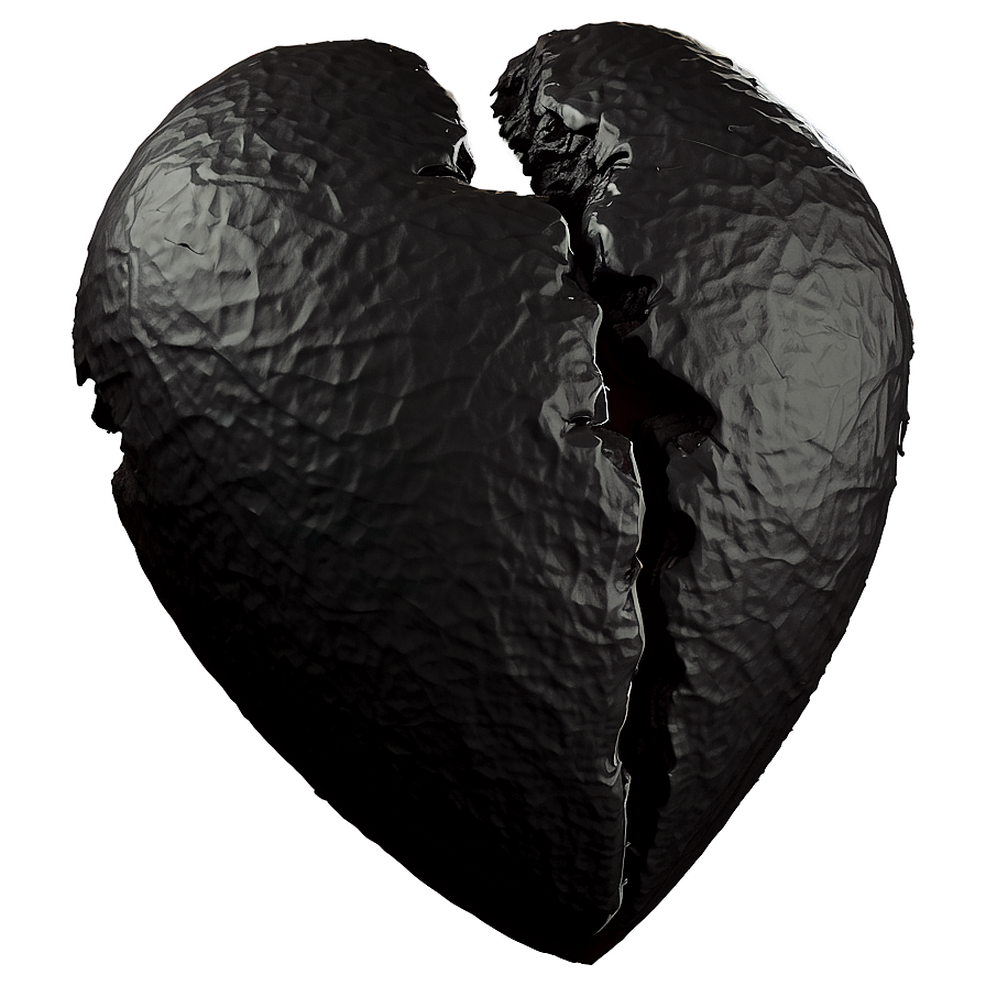 Broken Heart In Black Shadow Png Tjv PNG Image