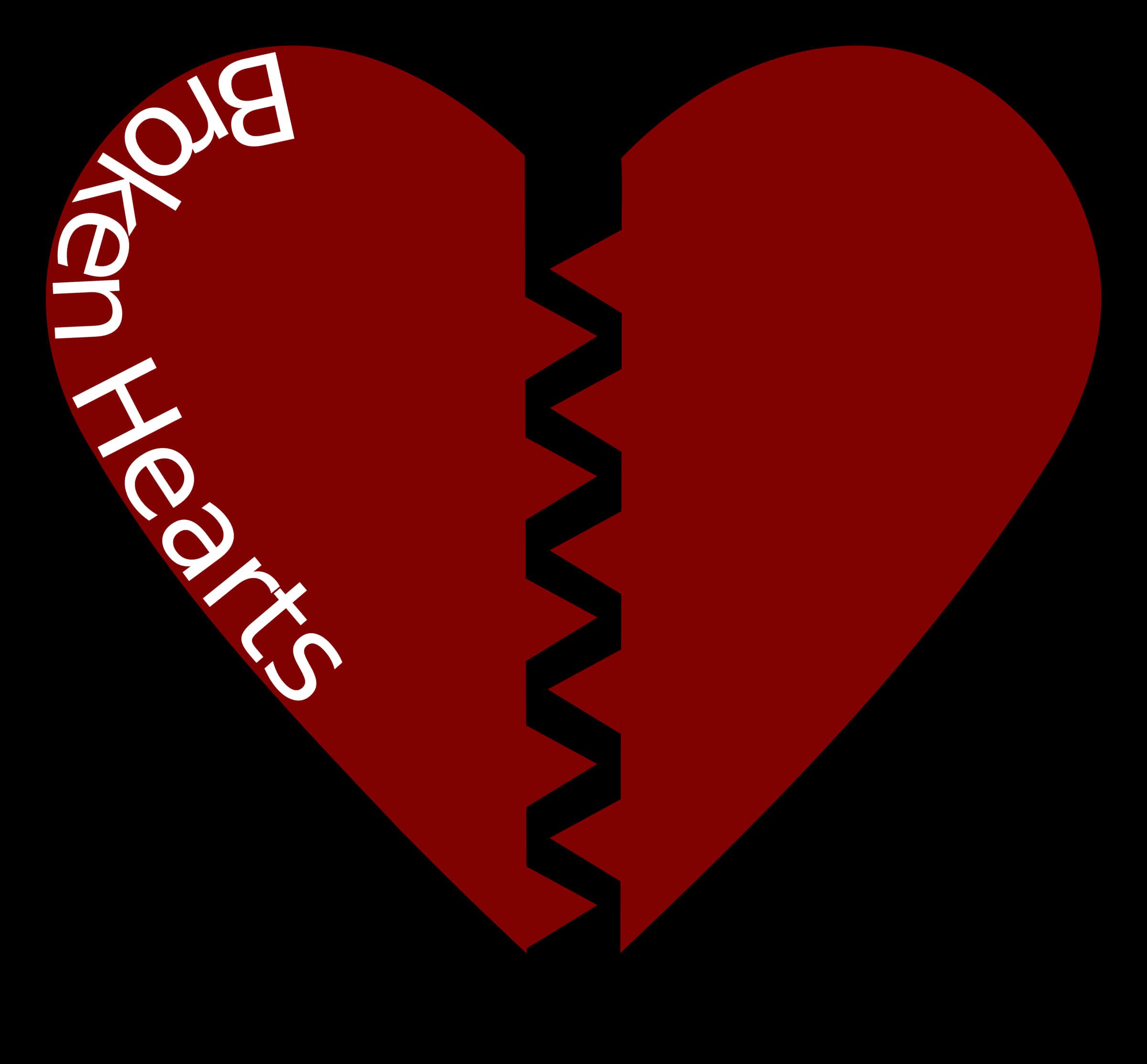 Broken Heart Symbolwith Text PNG Image