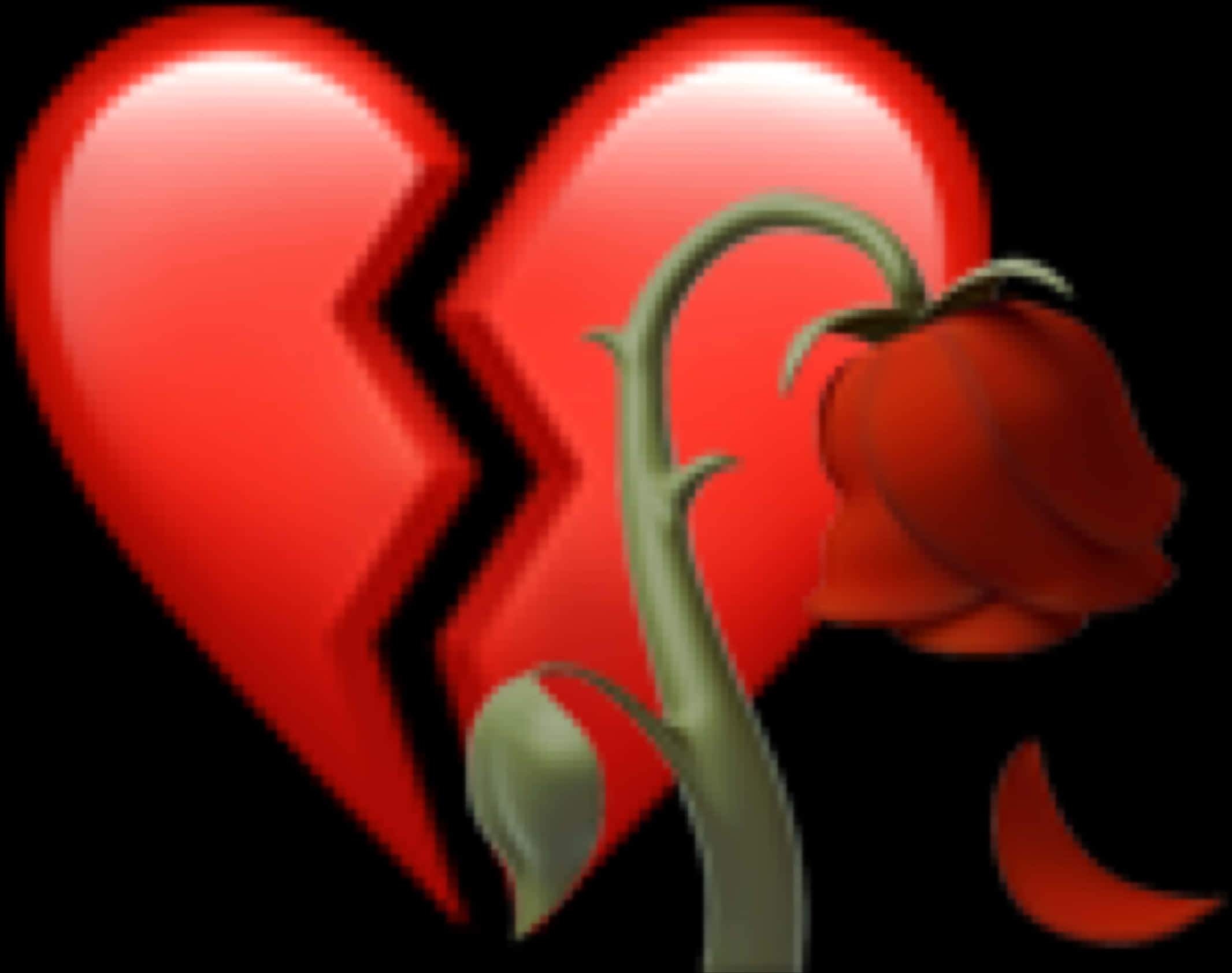 Broken Heartwith Rose Graphic PNG Image