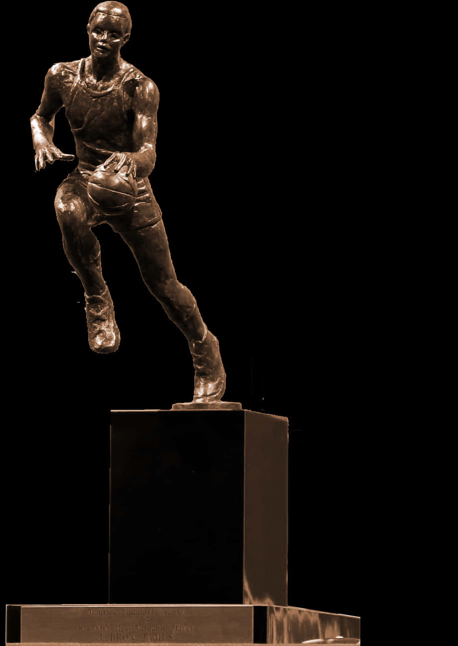 Bronze Basketball Player Statue PNG Image