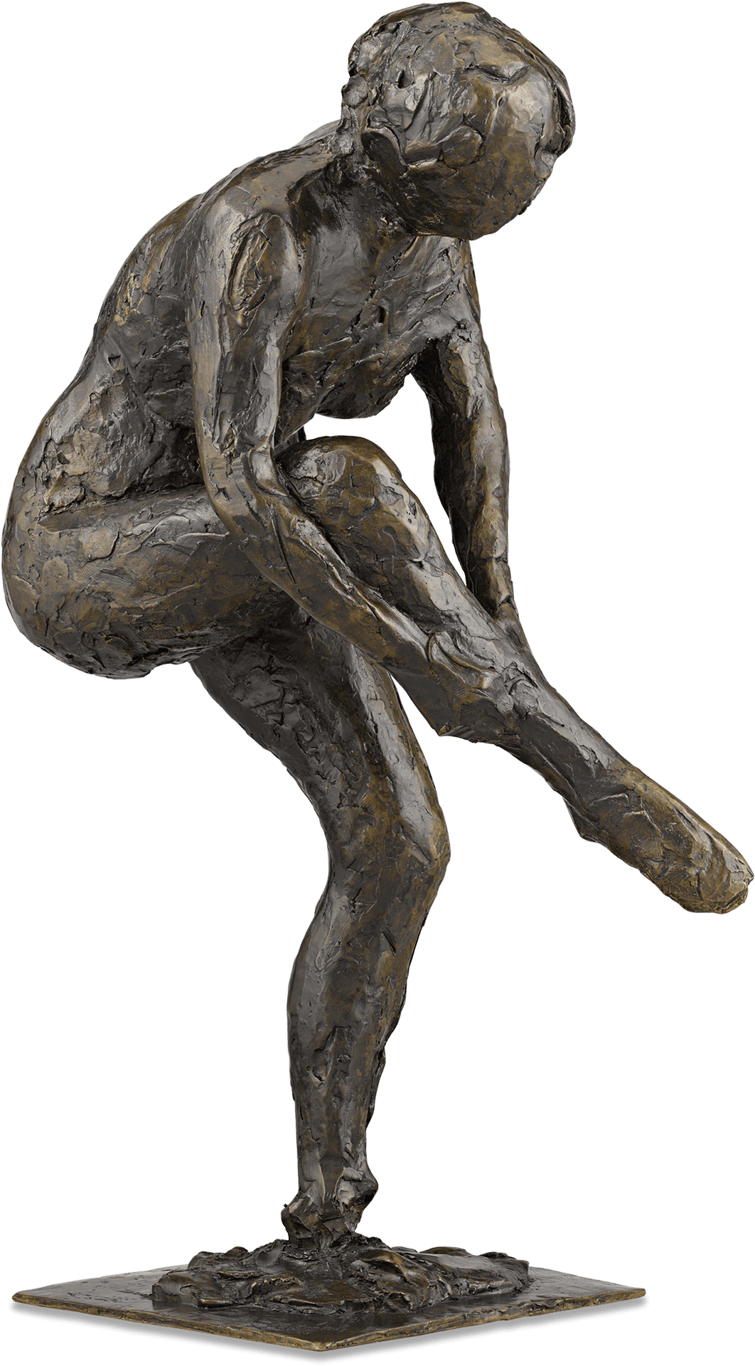 Bronze Figure Thinking Pose Sculpture PNG Image