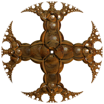 Bronze Fractal Cross Art PNG Image