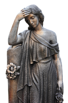 Bronze Grieving Woman Statue PNG Image