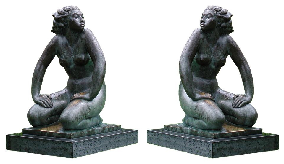 Bronze Mermaid Statue Sideby Side PNG Image