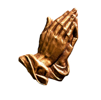 Bronze Praying Hands Sculpture PNG Image