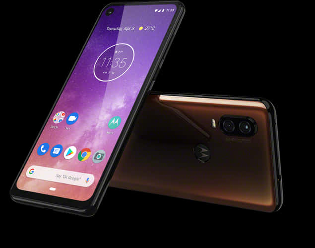 Bronze Smartphone Dual Camera Design PNG Image